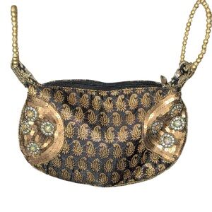 Clutch Wristlet Purse sequins/beads Bronze/Black/Gold NEW